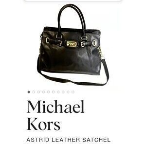 VTG Michael Kors Black Thick Pebbled Leather Astrid Satchel Shoulder Bag Clean